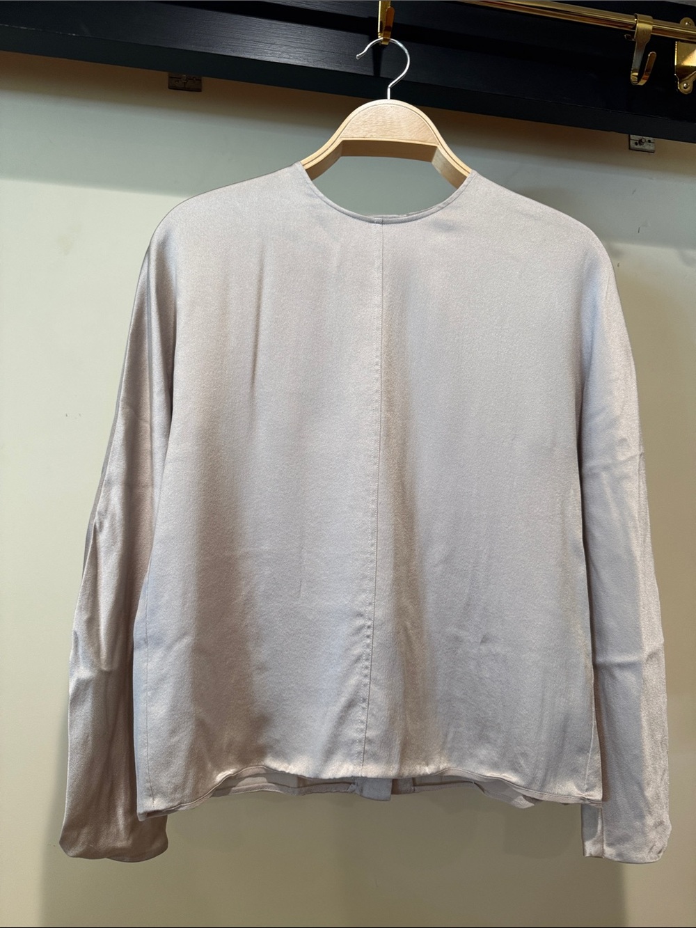 Vince Silver Satin Button-Back Blouse